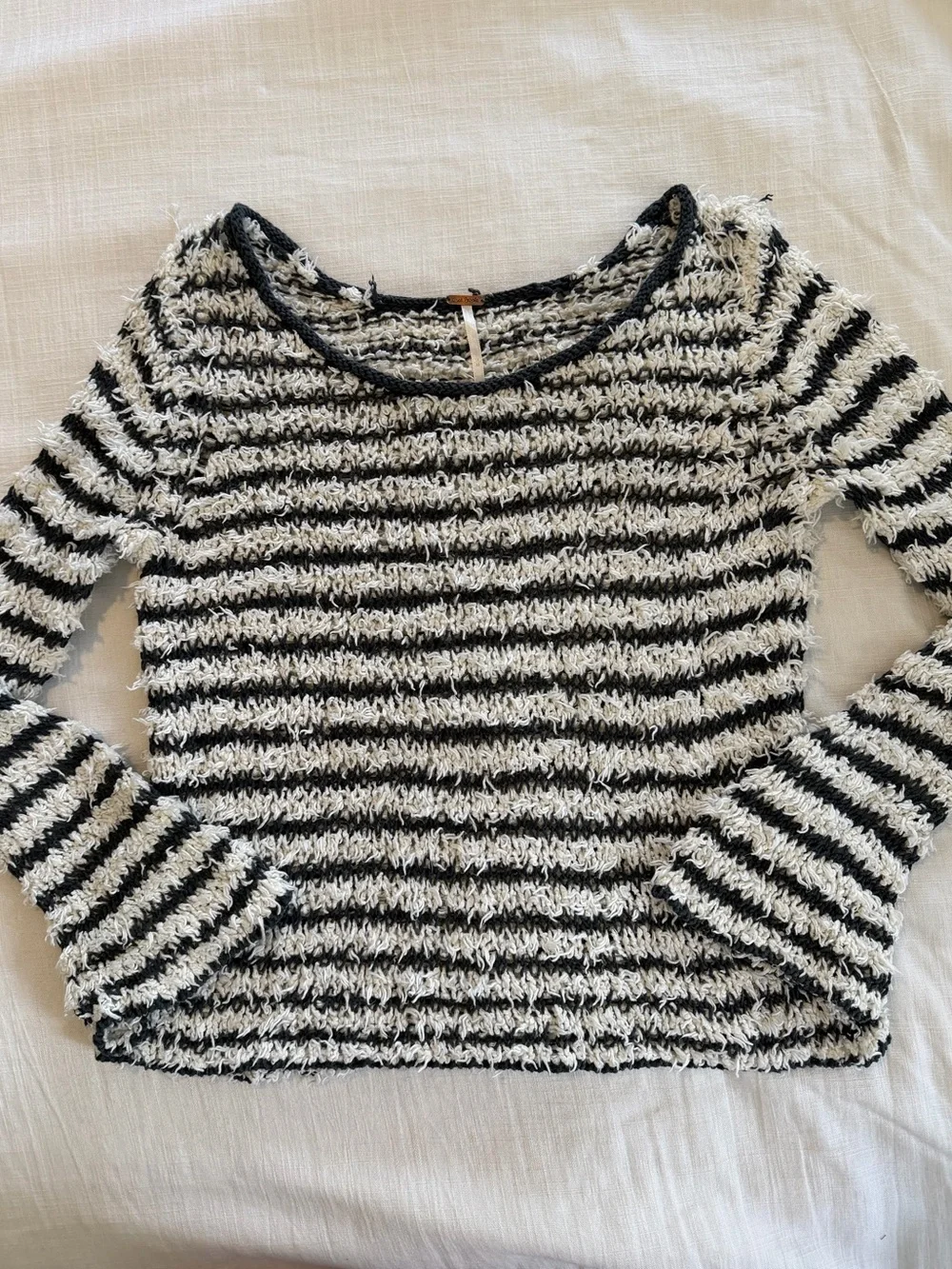 Free People Downy Stripe Pullover Shag Sweater